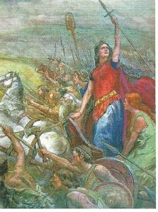 "Boudicca leads her troops into battle," Military Heritage Magazine November 2015