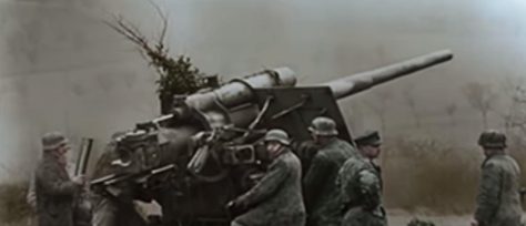 The dreaded 88mm Flak and Anti-tank gun (Still from "88mm Flak kills 6 Shermans - Battle of Rheinland Februar 1945)